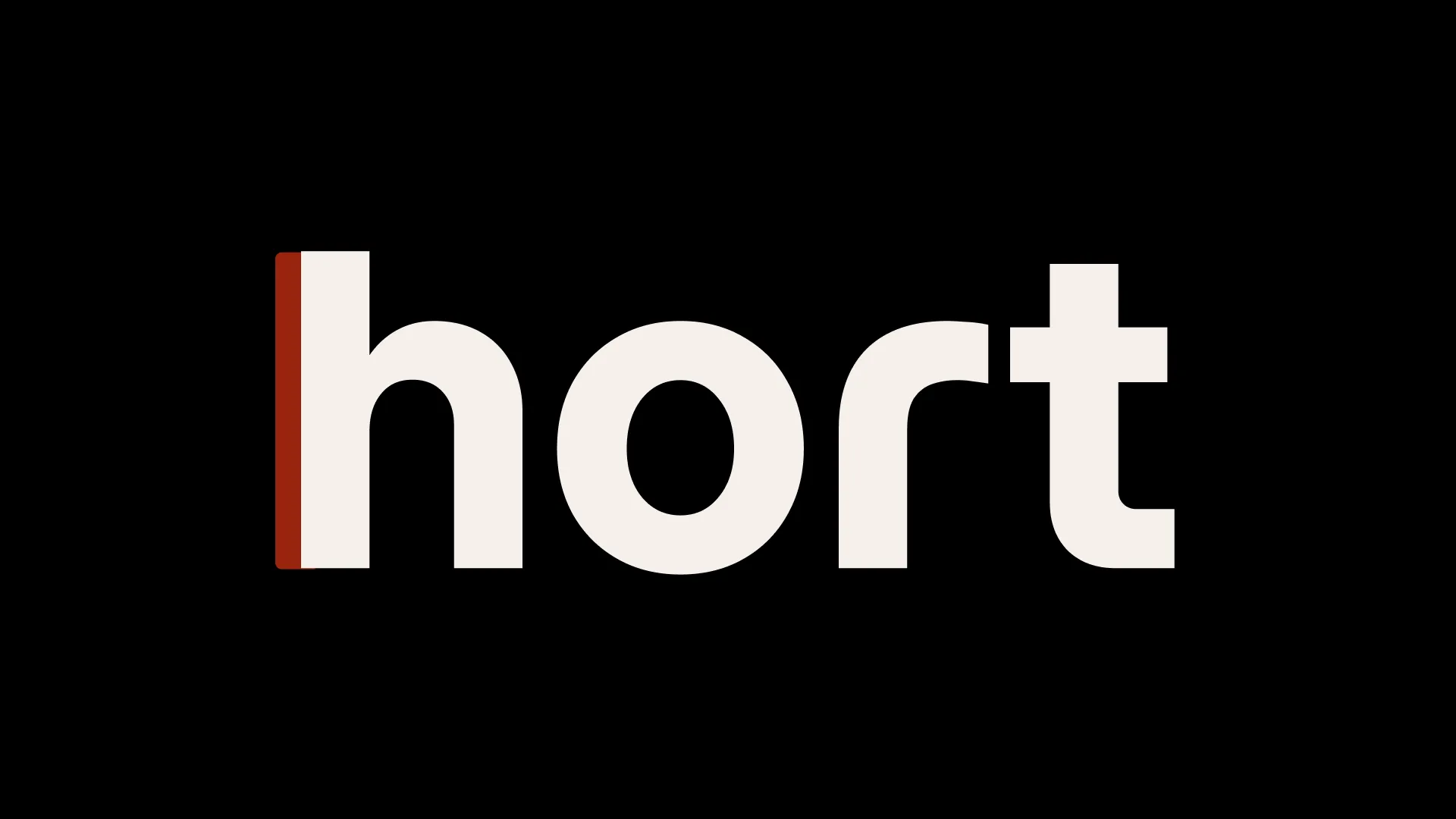 The Hort wordmark: the word hort in off-white on black, with a red bar on the stem of the h